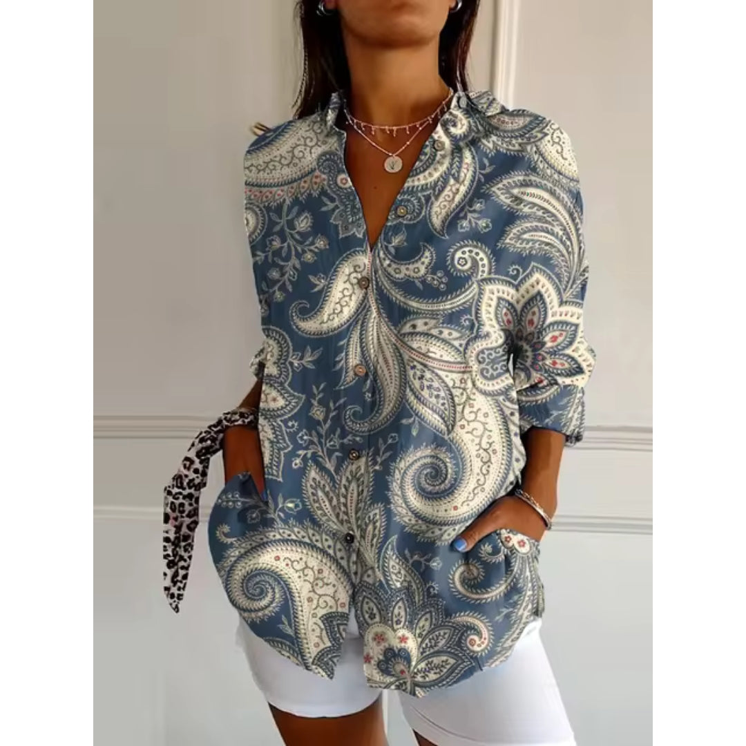 Sophie – Women’s Linen Floral Blouse