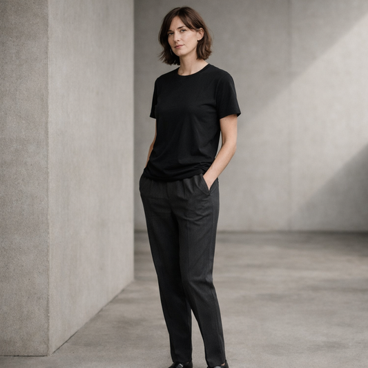 Classic Black Crew-Neck T-Shirt with Relaxed Fit