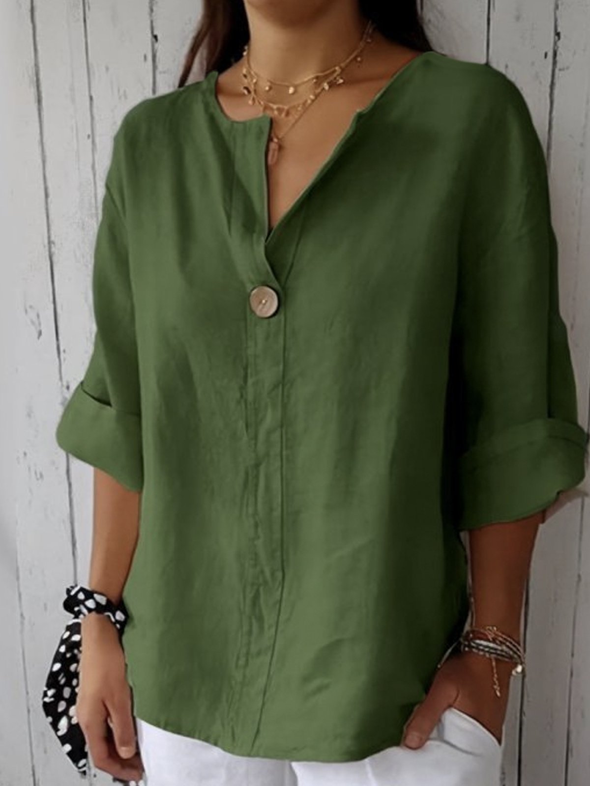 Lena – Comfortable Button Front Blouse