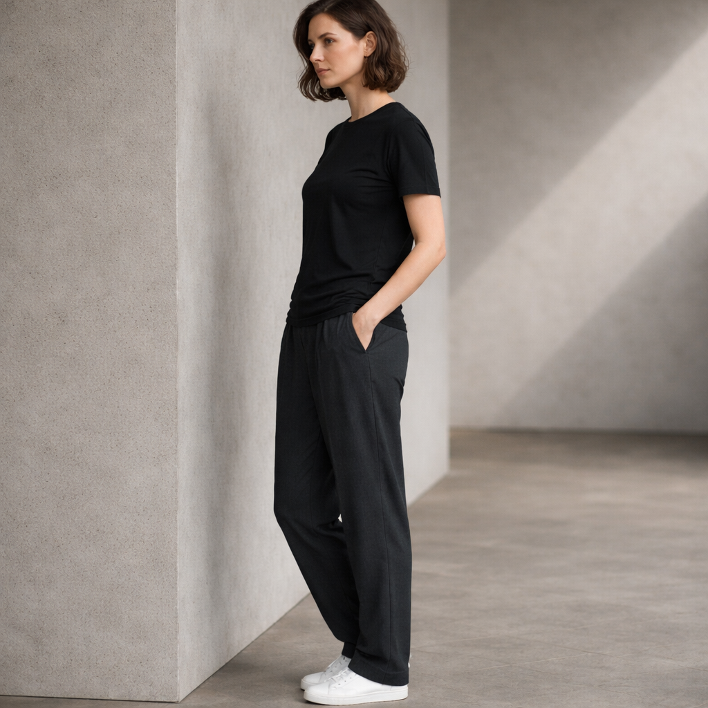 Classic Black Crew-Neck T-Shirt with Relaxed Fit
