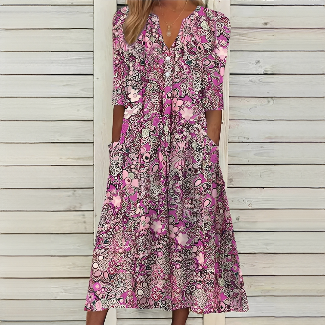 Marie – Damen-Midi-Kleid mit Blumenmuster - Image 2