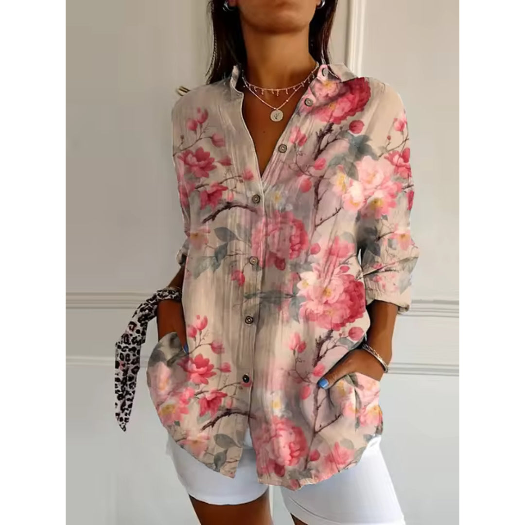 Sophie – Women’s Linen Floral Blouse