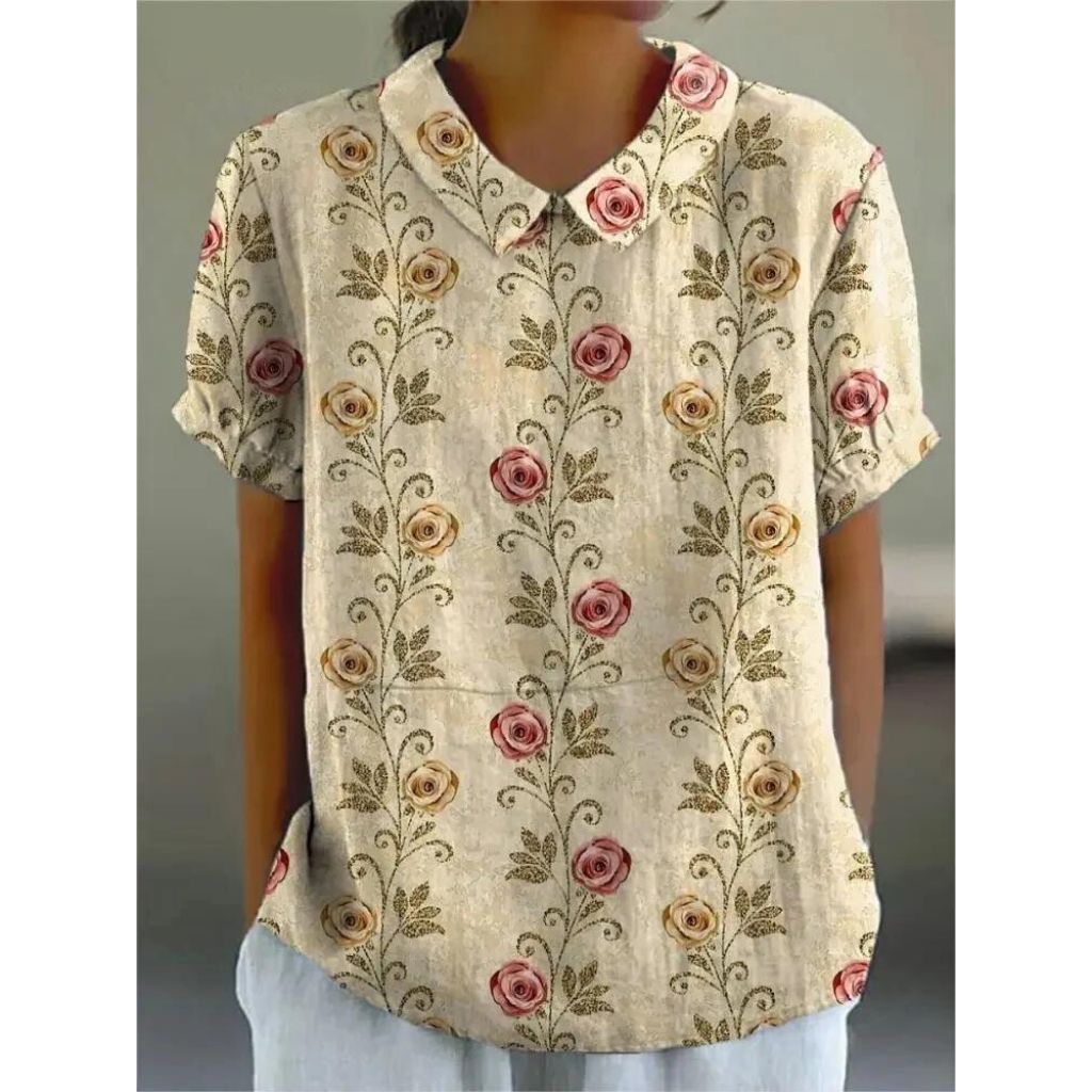 Elisa – Women’s Floral Linen Blouse