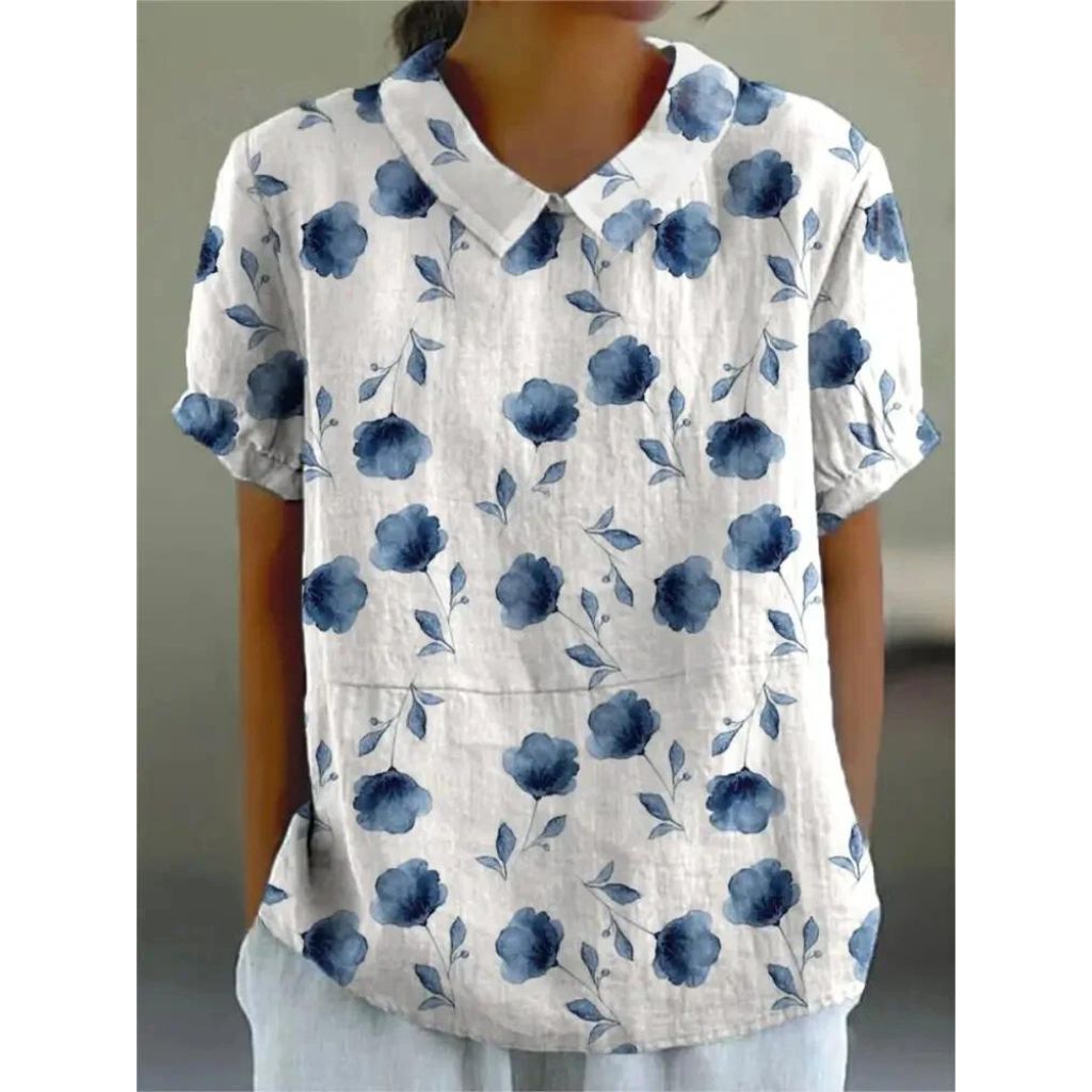 Elisa – Women’s Floral Linen Blouse