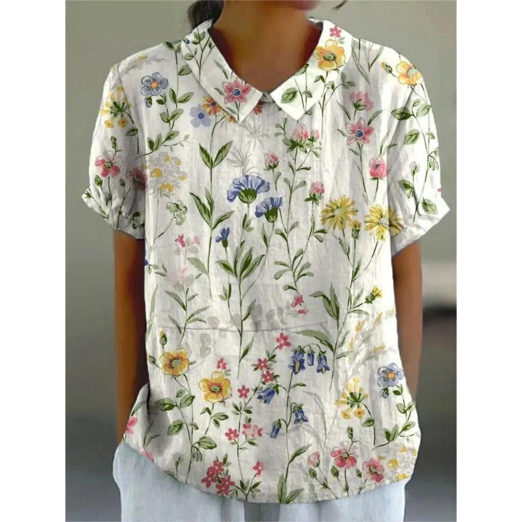 Elisa – Women’s Floral Linen Blouse