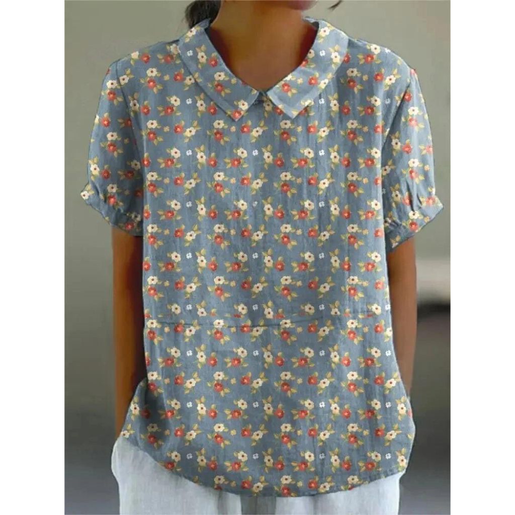 Elisa – Women’s Floral Linen Blouse