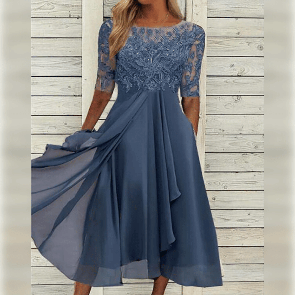 Sophie – Elegant Lace Bodice Midi Dress