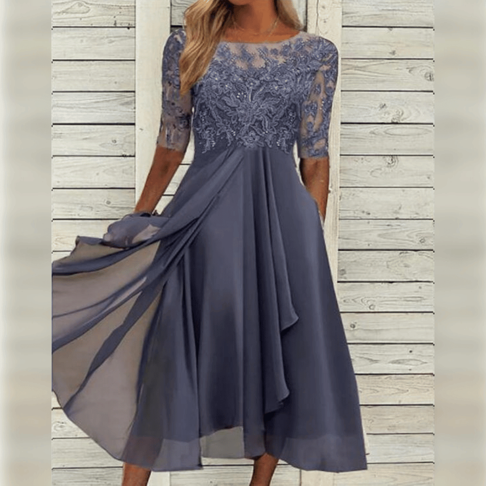 Sophie – Elegant Lace Bodice Midi Dress
