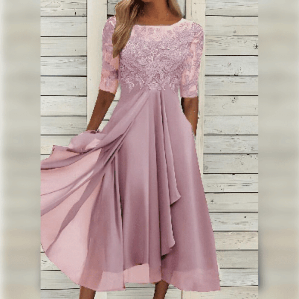 Sophie – Elegant Lace Bodice Midi Dress