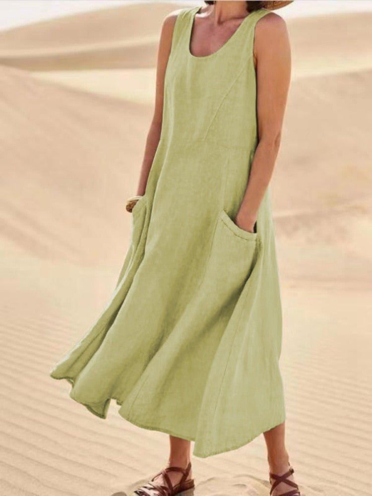 Paula – Summer sleeveless midi dress
