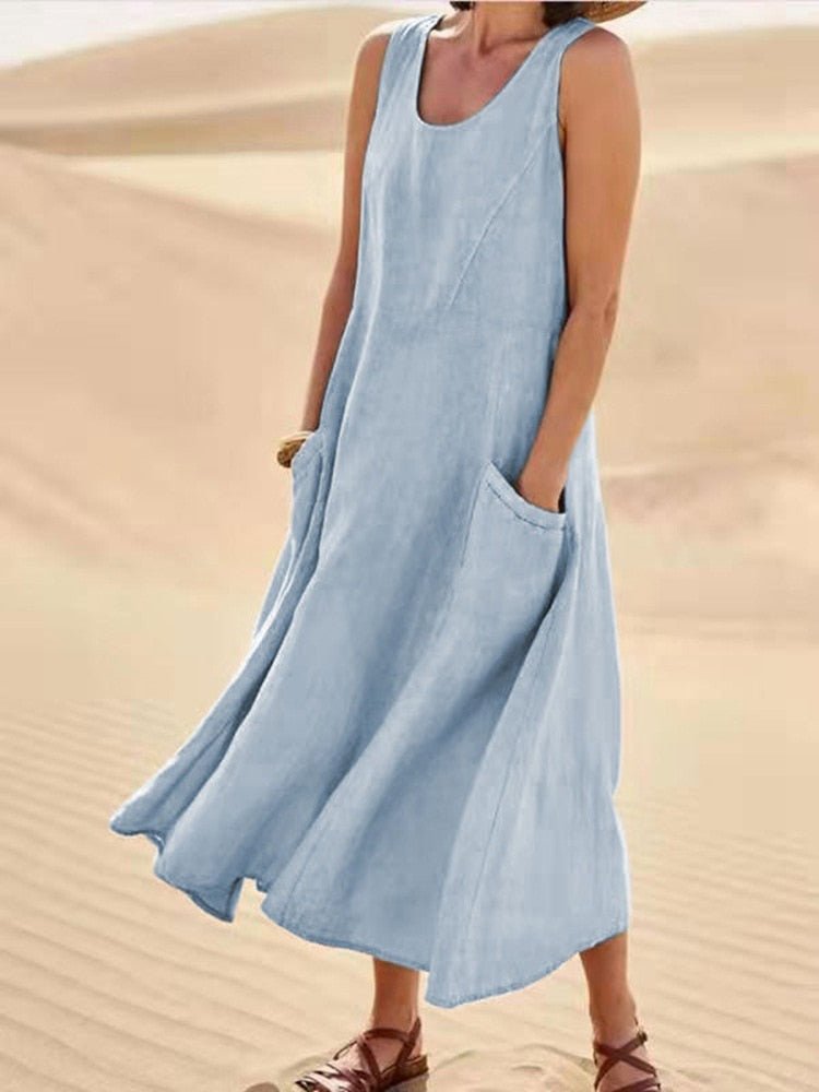 Paula – Summer sleeveless midi dress
