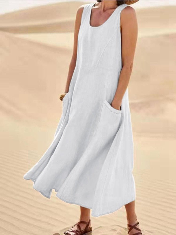 Paula – Summer sleeveless midi dress