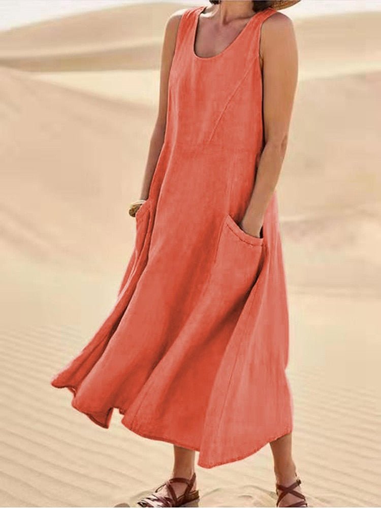 Paula – Summer sleeveless midi dress