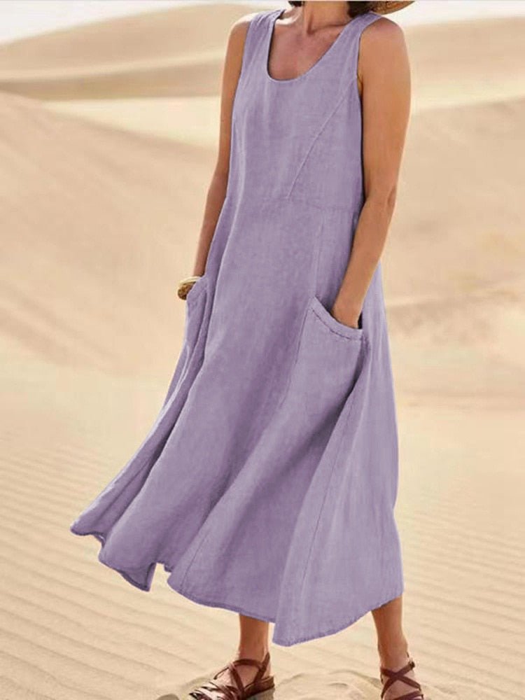 Paula – Summer sleeveless midi dress