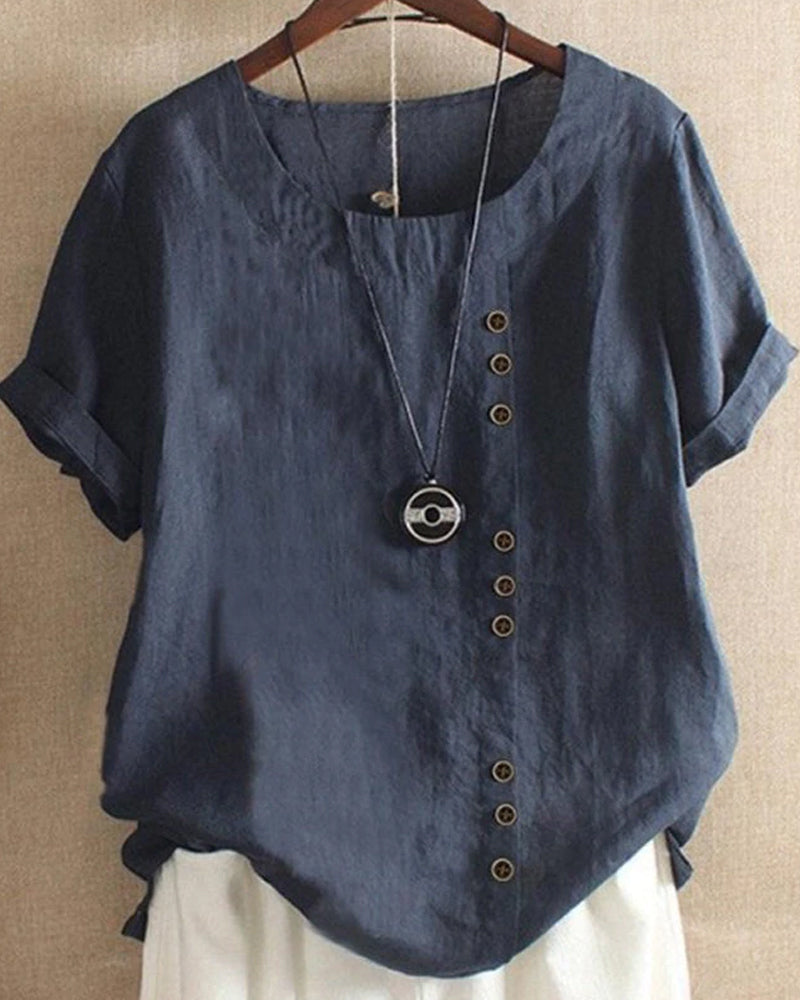 Marie – Women's Linen Short Sleeve Blouse