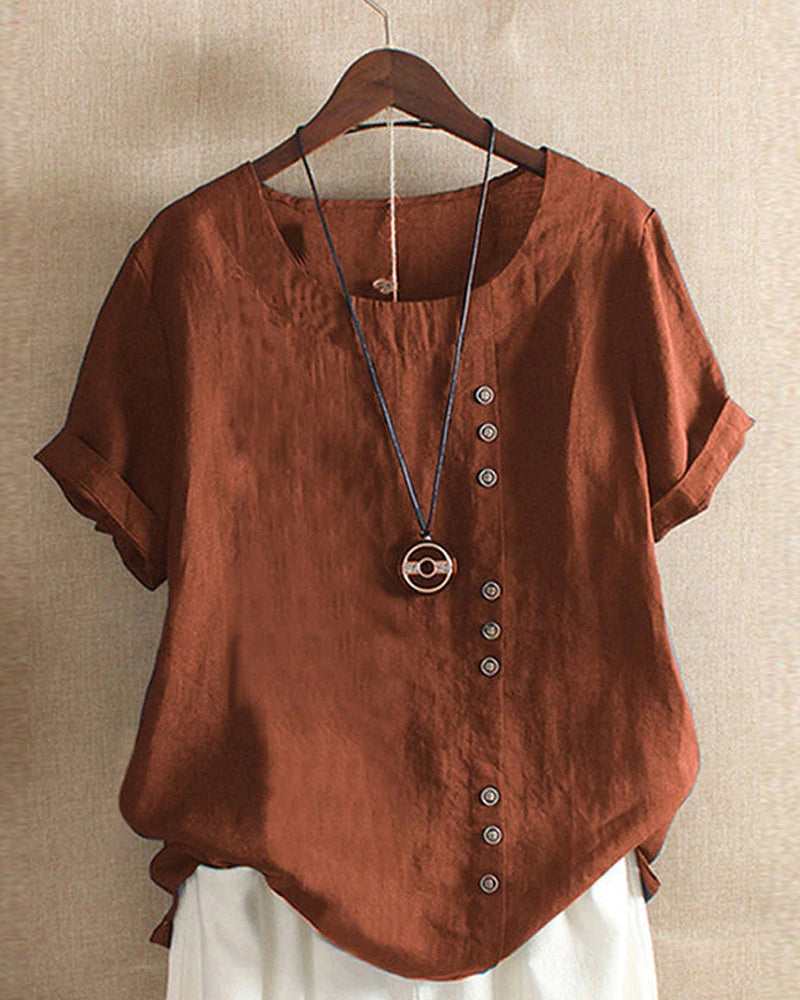 Marie – Women's Linen Short Sleeve Blouse