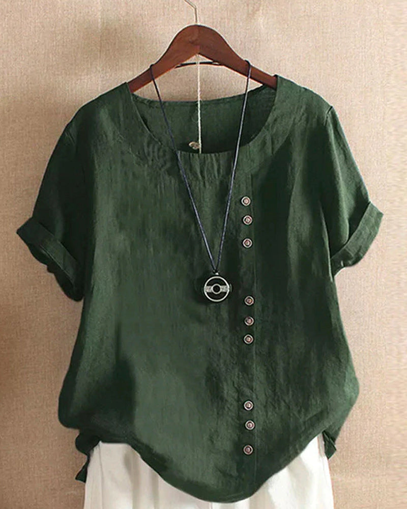 Marie – Women's Linen Short Sleeve Blouse