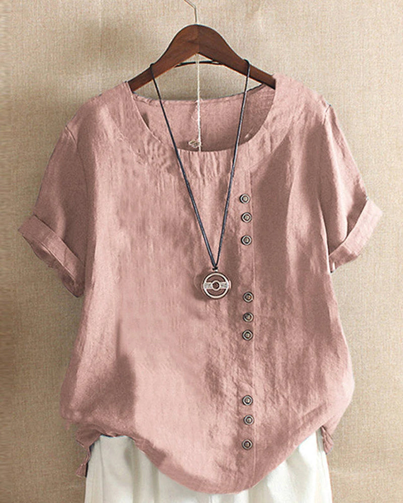 Marie – Women's Linen Short Sleeve Blouse