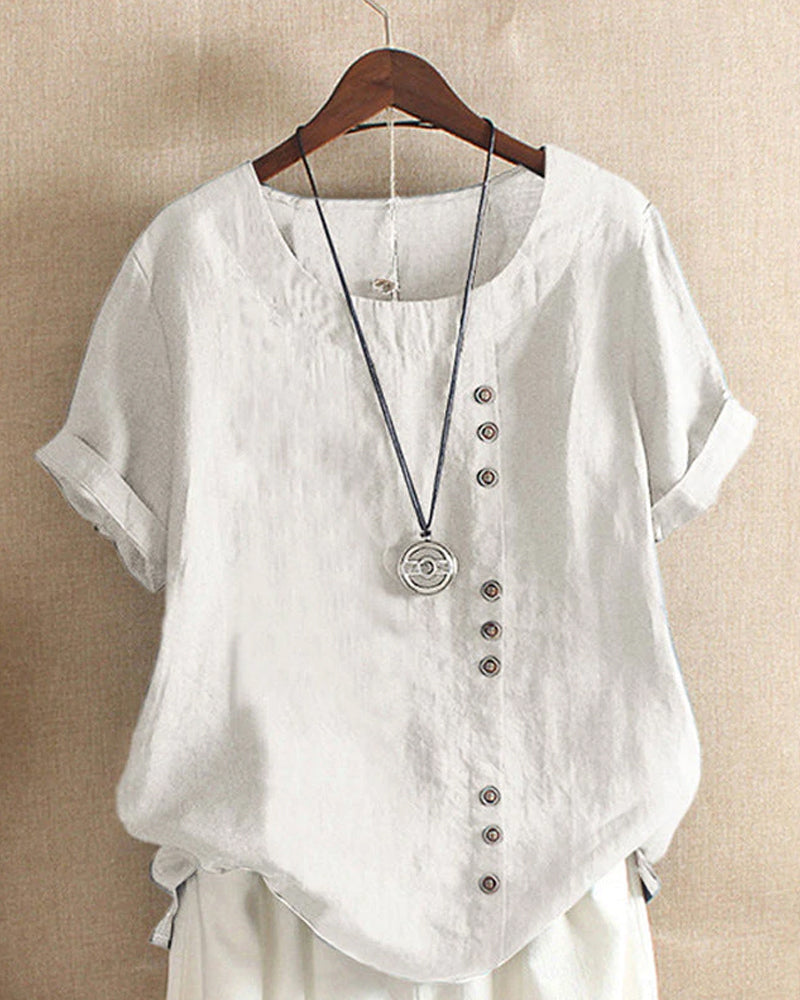 Marie – Women's Linen Short Sleeve Blouse
