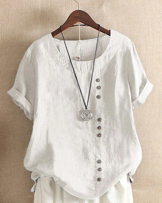 Marie – Women's Linen Short Sleeve Blouse