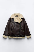 Shearling Jacket Women's with Zip Closure and Relaxed Fit - Image 4