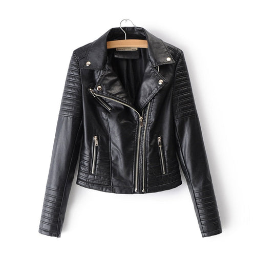 Biker Jacket Women's Cropped Fit with Zip Closure - Image 1