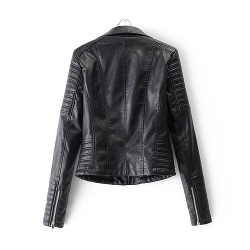 Biker Jacket Women's Cropped Fit with Zip Closure - Image 2